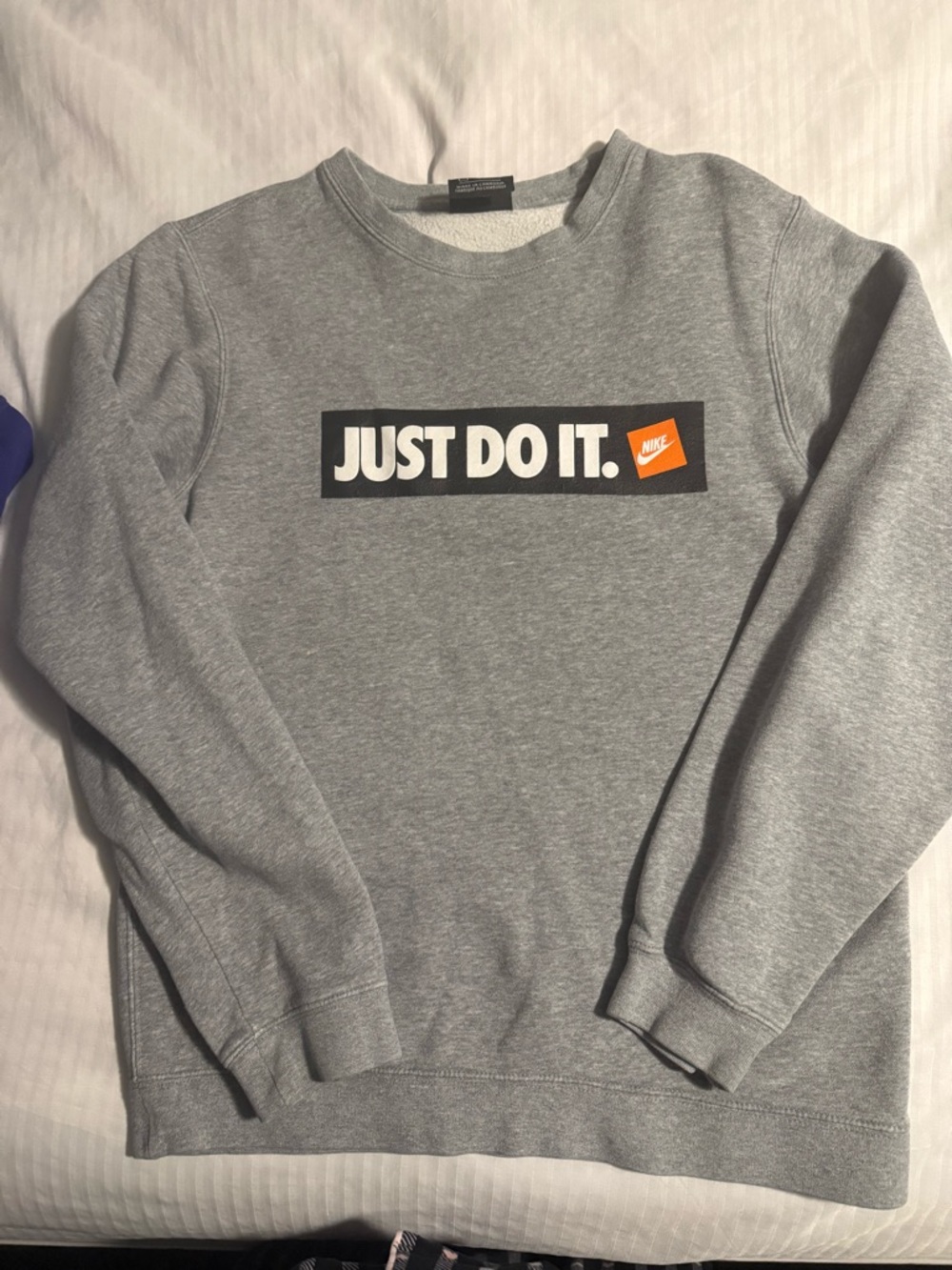 Nike Gray Crewneck Sweatshirt with 'Just Do It.' Logo